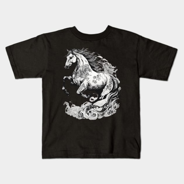 Horse Riding Kids T-Shirt by animegirlnft